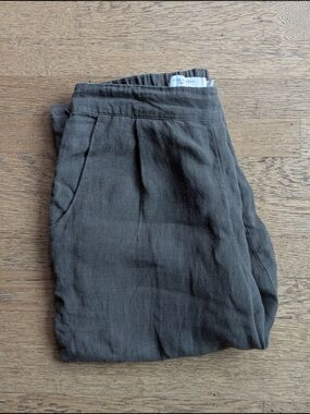 100% Linen 7115 by Szeki Pants | Olive Gray | Side Zipper
